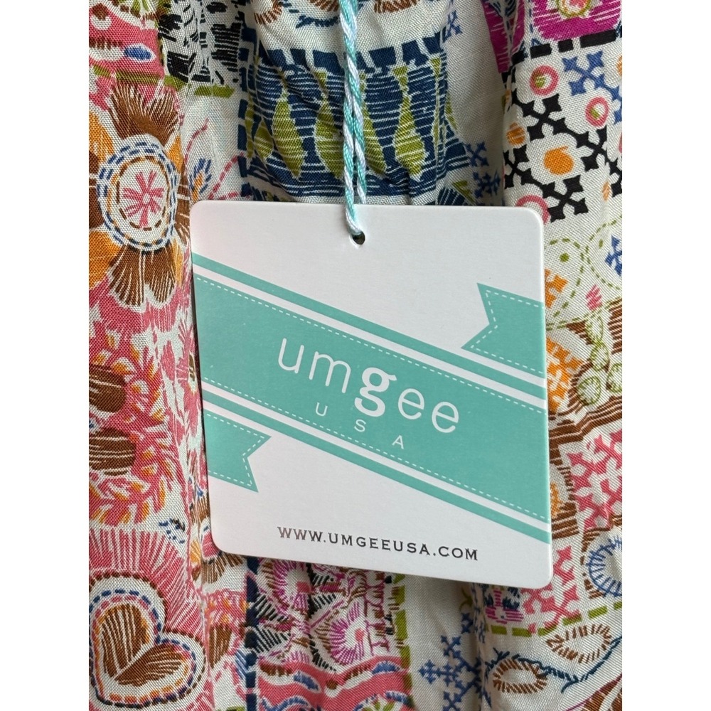 Umgee Pink Multi-Pattern Ruffled Peasant Tunic - Picture 6 of 9